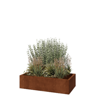 Corten plieno lauko vazonas - Stačiakampis - 120 x 60 x 30 cm - Su dugno plokšte