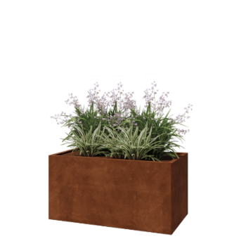 Corten plieno lauko vazonas - Stačiakampis - 120 x 60 x 60 cm - Su dugno plokšte