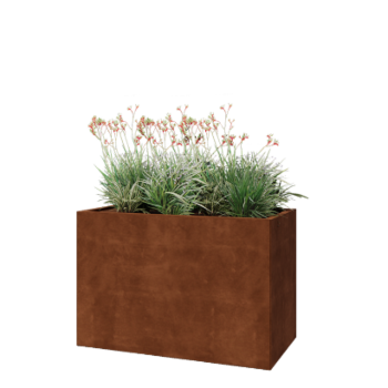 Corten plieno lauko vazonas - Stačiakampis - 120 x 60 x 80 cm - Su dugno plokšte