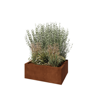 Corten plieno lauko vazonas - Stačiakampis - 80 x 60 x 30 cm - Be dugno plokštės