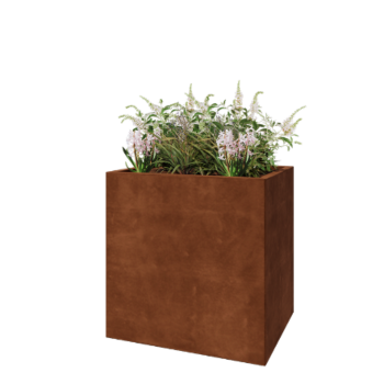 Corten plieno lauko vazonas - Stačiakampis - 80 x 60 x 80 cm - Be dugno plokštės