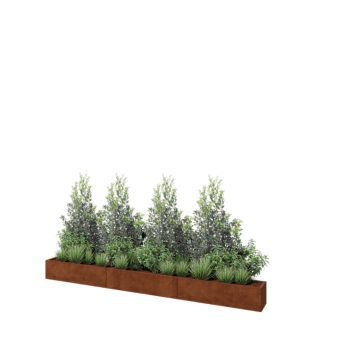 Corten plieno lauko vazonas XXL - Stačiakampis - 360 x 30 x 30 cm - Be dugno plokštės