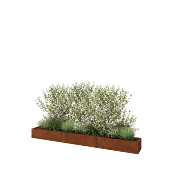 Corten plieno lauko vazonas XXL - Stačiakampis - 360 x 40 x 30 cm - Be dugno plokštės