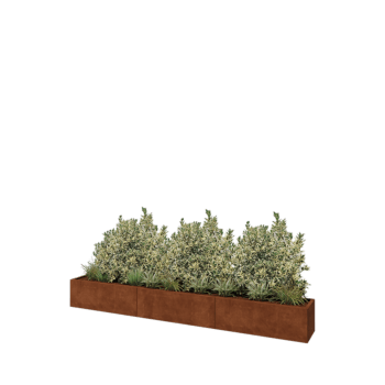 Corten plieno lauko vazonas XXL - Stačiakampis - 360 x 40 x 40 cm - Su dugno plokšte
