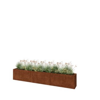 Corten plieno lauko vazonas XXL - Stačiakampis - 360 x 40 x 60 cm - Be dugno plokštės