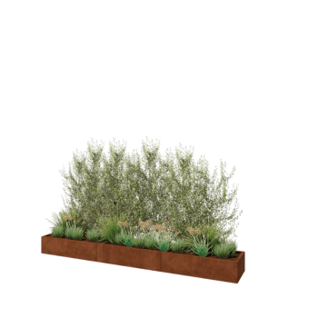 Corten plieno lauko vazonas XXL - Stačiakampis - 360 x 50 x 30 cm - Be dugno plokštės