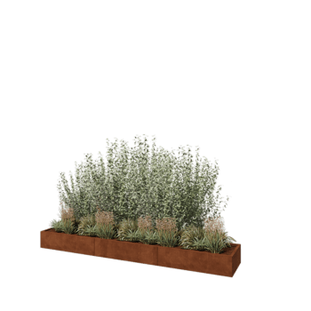 Corten plieno lauko vazonas XXL - Stačiakampis - 360 x 60 x 30 cm - Be dugno plokštės