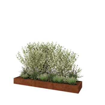 Corten plieno lauko vazonas XXL - Stačiakampis - 360 x 80 x 30 cm - Be dugno plokštės
