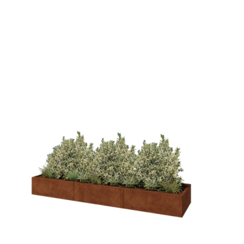 Corten plieno lauko vazonas XXL - Stačiakampis - 360 x 80 x 40 cm - Su dugno plokšte