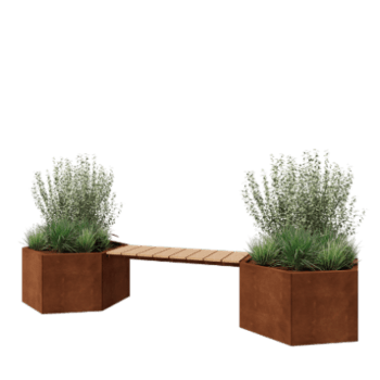 Corten plieno lauko vazonas su suoliuku Vegas Denveris