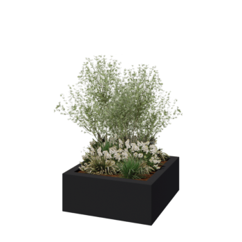 Stiklo pluošto vazonai - Kvadratinis - 100 x 100 x 40 cm - RAL7021 matinis (juodai pilka) - Su dugnu