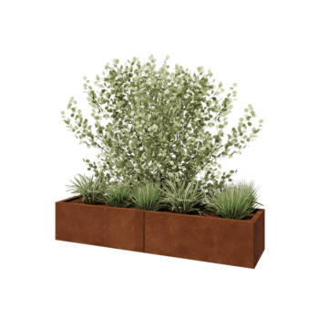 Corten plieno lauko vazonas XXL - Stačiakampis - 160 x 40 x 30 cm - Be dugno plokštės