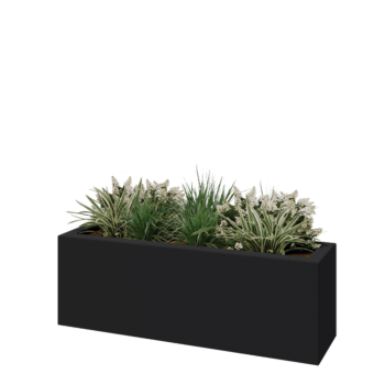 Stiklo pluošto vazonai - Stačiakampis - 120 x 30 x 40 cm - RAL7021 matinis (juodai pilka) - Su dugnu