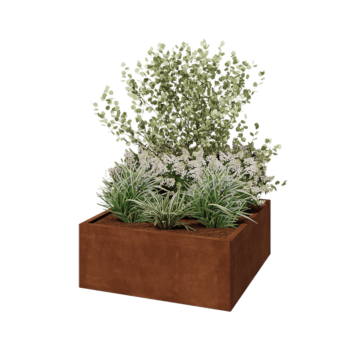 Corten plieno lauko vazonas - Kvadratas - 100 x 100 x 40 cm - Be dugno plokštės