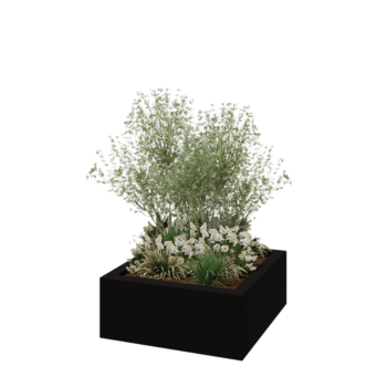 Stiklo pluošto vazonai - Kvadratinis - 100 x 100 x 40 cm - RAL9005 matinis (juodas) - Su dugnu