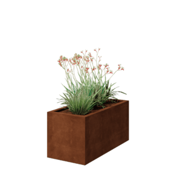 Corten plieno lauko vazonas - Stačiakampis - 100 x 50 x 50 cm - Suvirintas - Su dugno plokšte