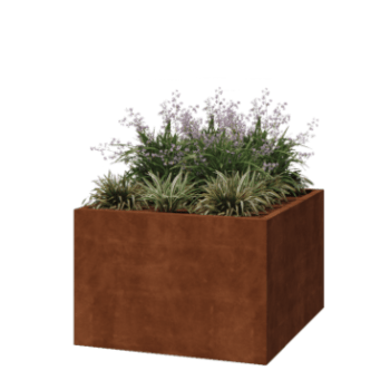 Corten plieno lauko vazonas - Kvadratas - 120 x 120 x 80 cm - Suvirintas - Be dugno plokštės