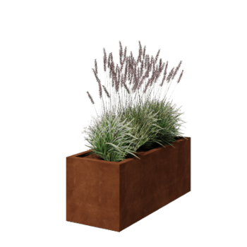 Corten plieno lauko vazonas - Stačiakampis - 120 x 50 x 50 cm - Suvirintas - Su dugno plokšte