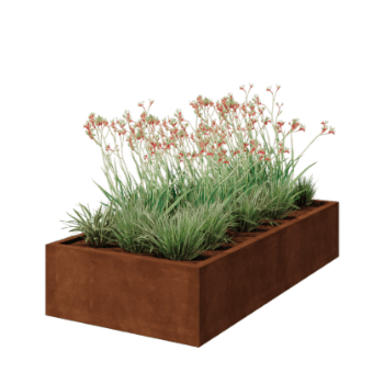 Suvirintas corten plieno lauko vazonas Montana 200 x 100 x 40 cm