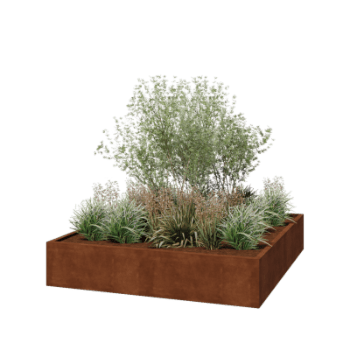 Suvirintas corten plieno lauko vazonas Montana 200 x 200 x 40 cm