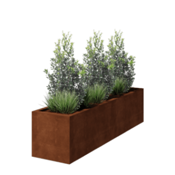 Suvirintas corten plieno lauko vazonas Montana 200 x 50 x 50 cm