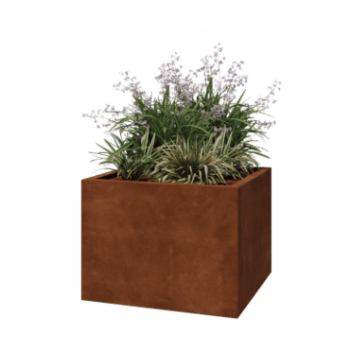Corten plieno lauko vazonas - Kvadratas - 80 x 80 x 60 cm - Suvirintas - Su dugno plokšte