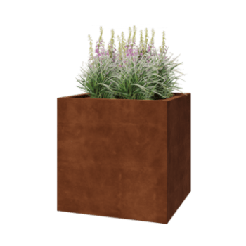 Corten plieno lauko vazonas - Kvadratas - 80 x 80 x 80 cm - Suvirintas - Su dugno plokšte