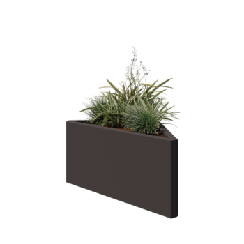 Plieninis lauko vazonas - Nelygiašonis trikampis - 83,9 x 46,4 x 40 cm - RAL7016 matinė (antracito pilka) - Be dugno plokštės