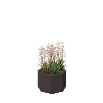 Plieninis lauko vazonas - Aštuonkampis - 48,3 x 48,3 x 30 cm - RAL7016 matinė (antracito pilka) - Su dugno plokšte - Su kojomis