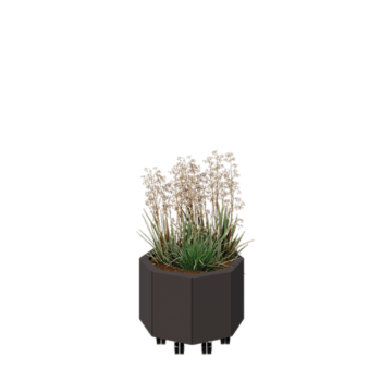 Plieninis lauko vazonas - Aštuonkampis - 48,3 x 48,3 x 30 cm - RAL7016 matinė (antracito pilka) - Su dugno plokšte - Su ratais