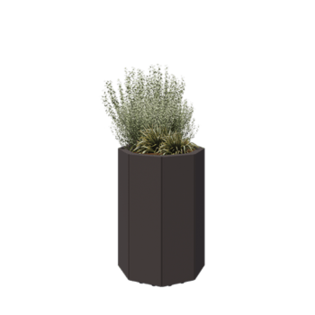 Plieninis lauko vazonas - Aštuonkampis - 48,3 x 48,3 x 70 cm - RAL7016 matinė (antracito pilka) - Su dugno plokšte - Su kojomis