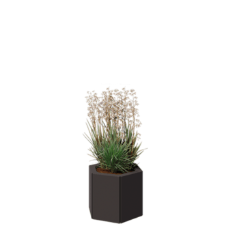 Plieninis lauko vazonas - Šešiakampis - 39,3 x 34,6 x 30 cm - RAL7016 matinė (antracito pilka) - Be dugno plokštės