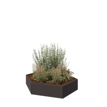 Plieninis lauko vazonas - Šešiakampis - 159,3 x 138,6 x 30 cm - RAL7016 matinė (antracito pilka) - Be dugno plokštės