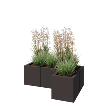 Plieninis lauko vazonas - L-forma - 90 x 60 x 30 cm - kita RAL spalva - Su dugno plokšte