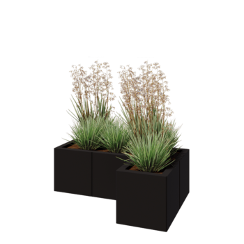 Plieninis lauko vazonas - L-forma - 90 x 60 x 30 cm - RAL9005 matinė (juoda) - Be dugno plokštės