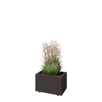 Plieninis lauko vazonas - Stačiakampis - 50 x 30 x 30 cm - RAL7016 matinė (antracito pilka) - Su dugno plokšte - Su kojomis
