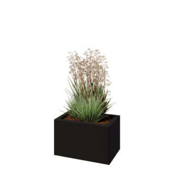 Plieninis lauko vazonas - Stačiakampis - 50 x 30 x 30 cm - RAL9005 matinė (juoda) - Be dugno plokštės