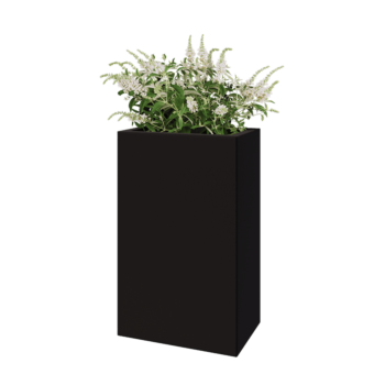 Plieninis lauko vazonas - Stačiakampis - 50 x 30 x 80 cm - RAL9005 matinė (juoda) - Be dugno plokštės