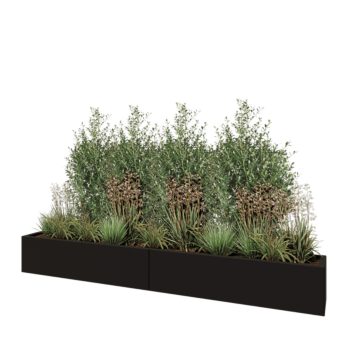 Plieninis lauko vazonas XXL - Stačiakampis - 240 x 30 x 30 cm - RAL9005 matinė (juoda) - Su dugno plokšte