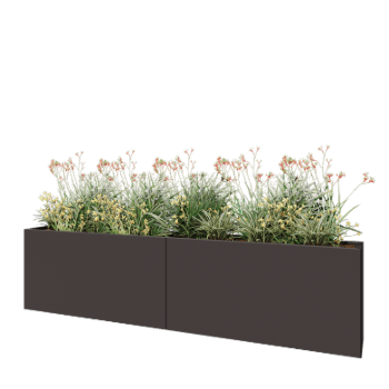 Plieninis lauko vazonas XXL - Stačiakampis - 240 x 30 x 60 cm - RAL7016 matinė (antracito pilka) - Su dugno plokšte