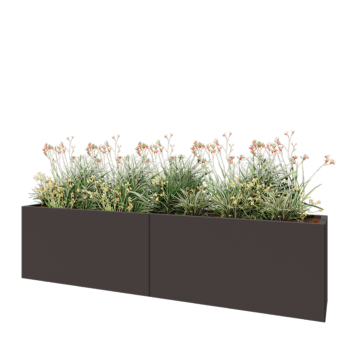 Plieninis lauko vazonas XXL - Stačiakampis - 240 x 40 x 60 cm - RAL7016 matinė (antracito pilka) - Be dugno plokštės