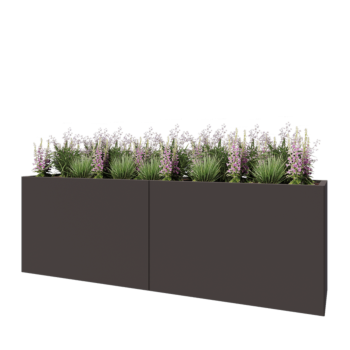 Plieninis lauko vazonas XXL - Stačiakampis - 240 x 50 x 80 cm - RAL7016 matinė (antracito pilka) - Su dugno plokšte