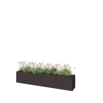Plieninis lauko vazonas XXL - Stačiakampis - 320 x 50 x 60 cm - RAL7016 matinė (antracito pilka) - Su dugno plokšte
