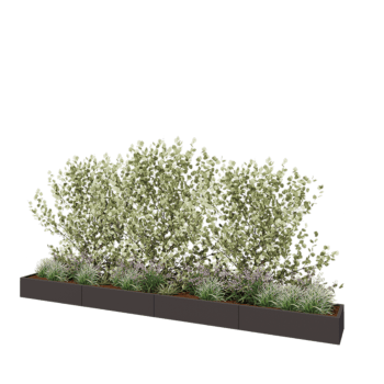 Plieninis lauko vazonas XXL - Stačiakampis - 480 x 50 x 30 cm - RAL7016 matinė (antracito pilka) - Su dugno plokšte