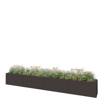 Plieninis lauko vazonas XXL - Stačiakampis - 480 x 50 x 60 cm - RAL7016 matinė (antracito pilka) - Su dugno plokšte