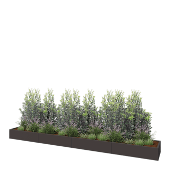 Plieninis lauko vazonas XXL - Stačiakampis - 480 x 60 x 30 cm - RAL7016 matinė (antracito pilka) - Su dugno plokšte