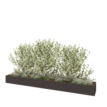 Plieninis lauko vazonas XXL - Stačiakampis - 480 x 60 x 40 cm - RAL7016 matinė (antracito pilka) - Su dugno plokšte