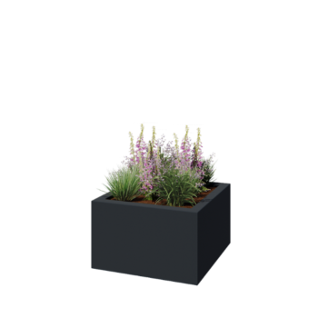 Stiklo pluošto vazonai - Kvadratinis - 100 x 100 x 60 cm - RAL7021 matinis (juodai pilka) - Su dugnu