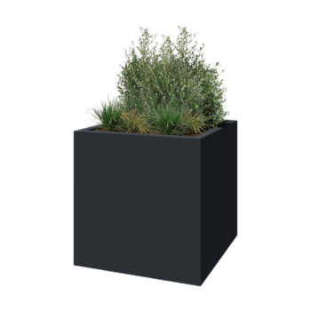 Stiklo pluošto vazonai - Kvadratinis - 120 x 120 x 120 cm - RAL7021 matinis (juodai pilka) - Su dugnu