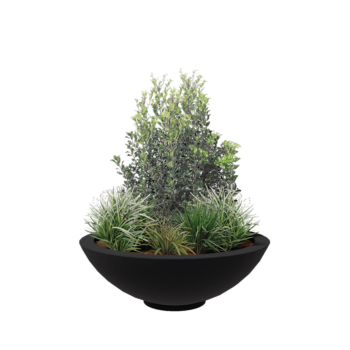 Stiklo pluošto vazonai - Dubuo - Ø 120 x 40 cm - RAL7021 matinis (juodai pilka) - Su dugnu